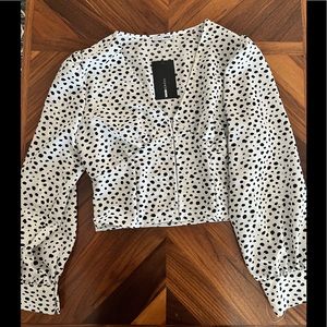 NWT Fashion Nova black and white crop top